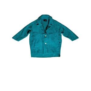 Ivy Angel Wool Angora Blend Oversized Two Button Blazer Jacket Teal Green‎ M-L